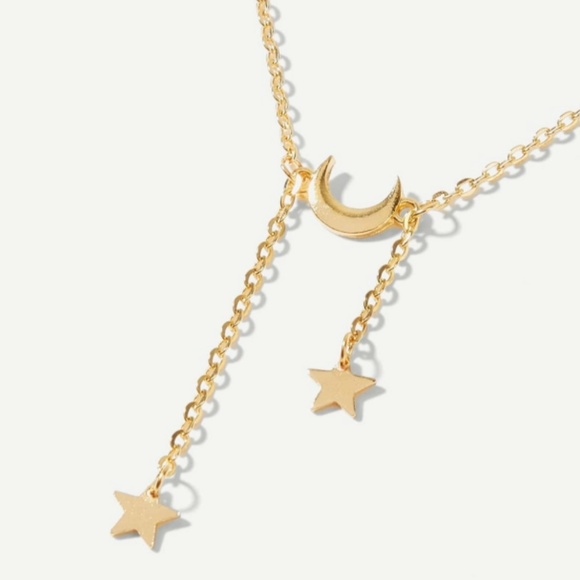 3/$21 Moon and Falling Star Gold Necklace - Picture 2 of 3